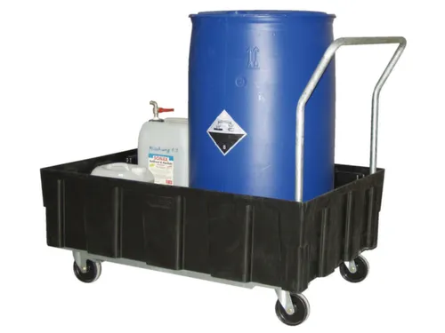 verrijdbare PE-opvangbak,v. 1x200l vat,opvangvol. 250l