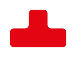 plaksymbool,T-vorm,markering HxB 100x150mm,polycarbonaat,rood