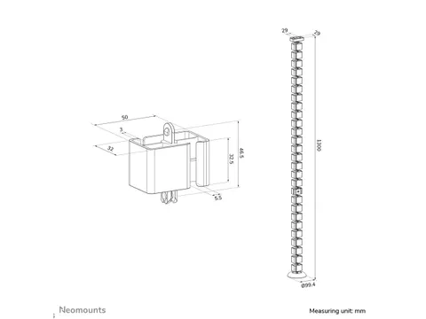 Neomounts ADS06-132WH Kabelgeleider - modulaire segmenten - magnetisch