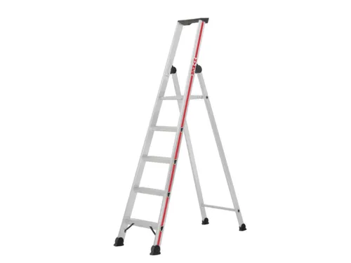 trapladder,eenzijdig,4treden,stand H 0,88m,balk L 1,64m,aluminium