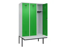 locker met bank,HxBxD 2120x1200x815mm,3vak,vak B 400mm,cilinderslot