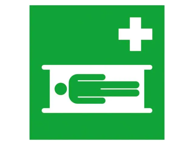 EHBO-bord,brancard,wandbord,aluminium,lang nalichtend,HxB 200x200mm