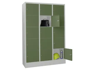 lockerkast,HxBxD 1850x1200x500mm,3x5vakken,RAL7035,front RAL6011 - 2