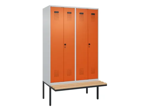 locker met bank,voor scheiding van kleding,HxBxD 2120x1200x815mm,4vak