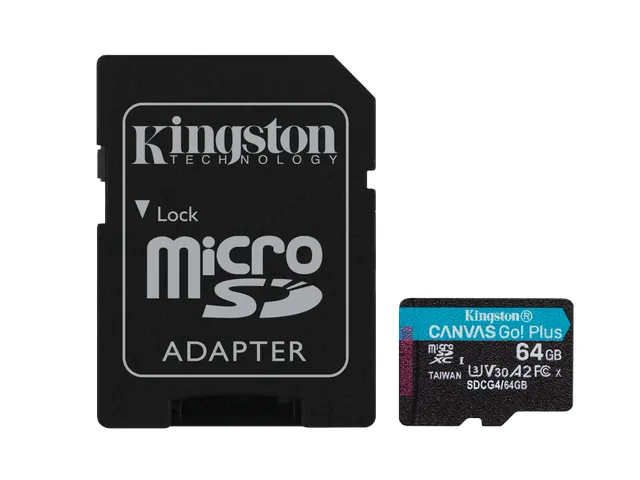 Carte microSDXC Canvas Go Plus Gen4 200 Mo/s A2 U3 V30 64 Go + adaptat