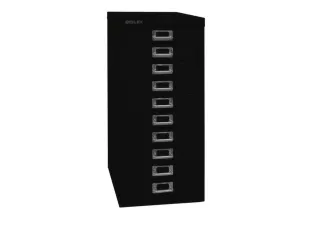 kantoor-ladekast HxBxD 590x278x380mm 10 laden romp + front zwart staal - 1