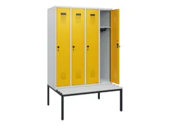 locker met bank,HxBxD 1950x1200x815mm,4vak,vak B 300mm,draaigrendel