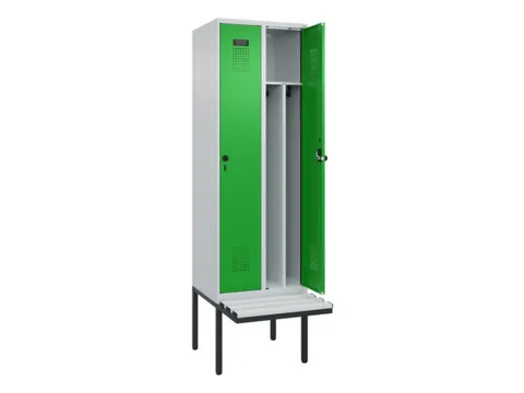 locker met bank,voor scheiding van kleding,HxBxD 2120x600x815mm,2vak