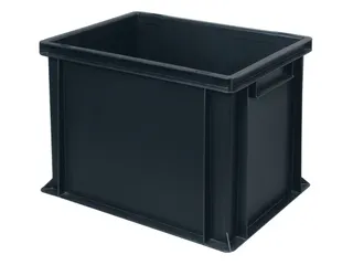 ESD-stapelbak,HxLxB 320x400x300mm,31l,PP,zwart,Wanden gesloten - 2