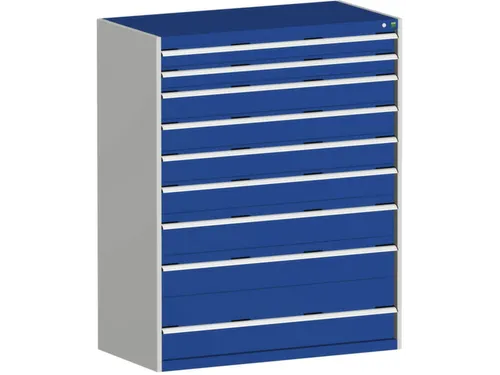 ladekast HxBxD 1600x1300x650mm 9laden RAL7035 front RAL5010
