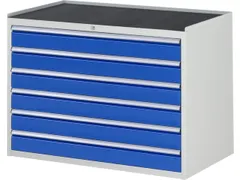 ladekast 825x1145x650mm 6laden cilinderslot RAL7035 RAL5010 metaal