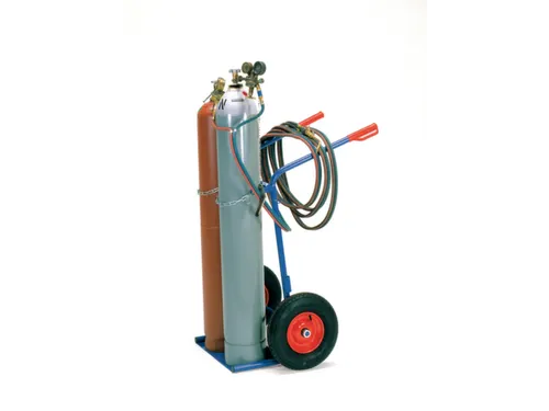 Flessenkar,draagverm. 150kg,2x40/50l fles,m. ketting,RAL5007