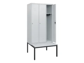 locker met bank,HxBxD 1950x900x815mm,3vak,vak B 300mm,cil.-slot - 2