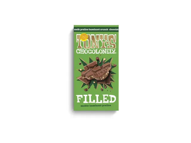 Chocolade Tony's Chocolonely filled melk hazelnoot praline 127 gram