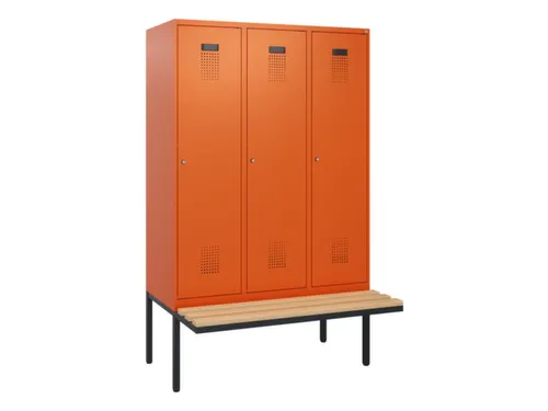 locker met bank,HxBxD 1950x1200x815mm,3vak,vak B 400mm,cilinderslot
