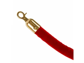 Afzetkoord Velours Rood 1.5 meter met Gouden haken - 1