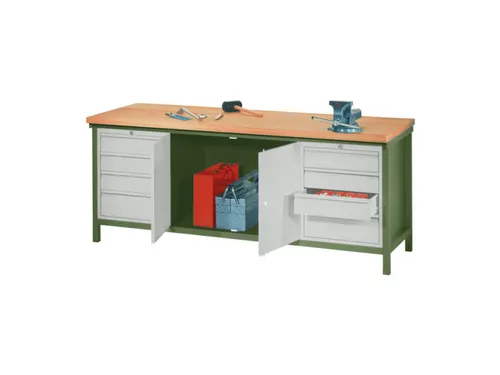 werkbank,HxBxD 900x2000x700mm,onderstel/romp RAL6011,front RAL7035