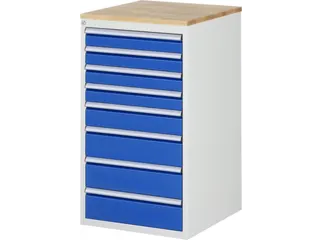 ladekast 1035x580x650mm 8laden cilinderslot RAL7035 RAL5010 beuken - 1