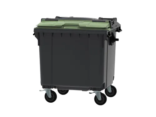 Container 1100 liter split deksel Grijs Groen