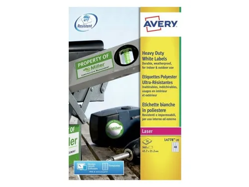 Weerbestendige etiketten Avery 45.7x21.2mm Polyester wit 960 stuks