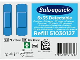 Pleisters Salvequick blauw detectabel refill 35 Stuks - 5