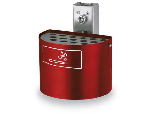 Asbak 2 liter HxØ 135x200mm Wandmontage Halfrond Rood