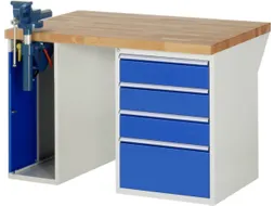 werkbank,HxBxD 890x1250x900mm,beukblad,draagverm. 750kg,2containers