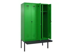 locker met bank,voor scheiding van kleding,HxBxD 2120x1200x815mm,4vak