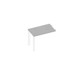 aanbouwtafel,v. 4voeten,HxBxD 730x1000x600mm,blad grijs,2voeten wit