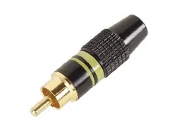 Mannelijke Rca Plug - Vergulde Stekker - Zwarte Behuizing - Gele Ring