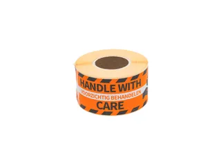 Waarschuwingsetiket Rillprint handle with care 46x125mm oranje 250 stu - 1