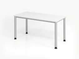 bureau,HxBxD 685-810x1400x670mm,blad wit,4voeten zilverkleurig