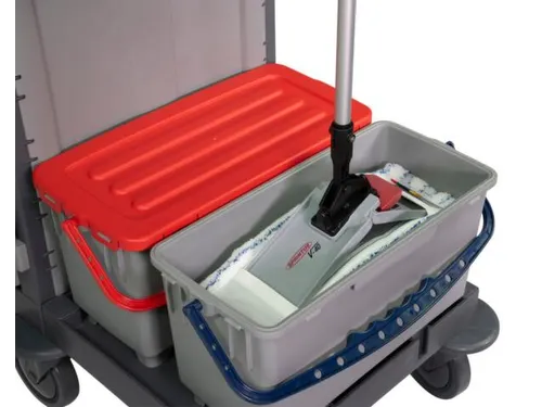 Reinigingswagen,2Kasten,2-4Zakhouders,2Mopemmers,4X6L Emmer