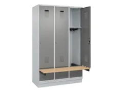 locker met bank,HxBxD 1950x1200x815mm,3vak,vak B 400mm,cilinderslot