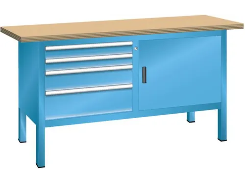 werkbank,HxBxD 840x1500x700mm,multiplexblad,draagverm. 1000kg,4voeten