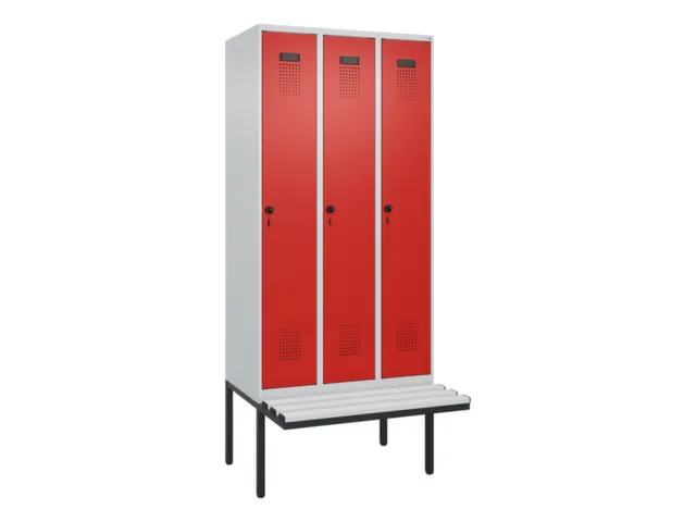 locker met bank,voor scheiding van kleding,HxBxD 2120x900x815mm,3vak