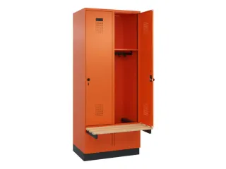 locker met bank,HxBxD 1950x800x815mm,2vak,vak B 400mm,draaigrendel - 1