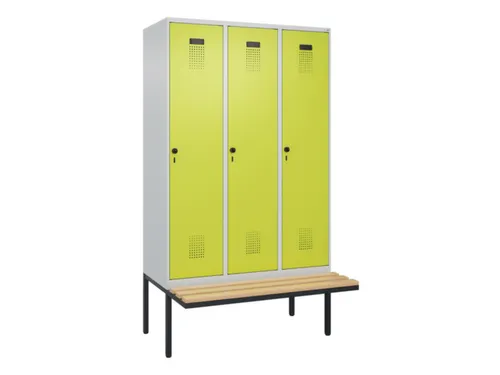 locker met bank,voor scheiding van kleding,HxBxD 2120x1200x815mm,3vak