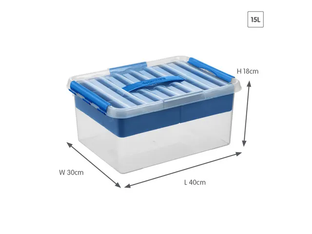 Q-line opbergbox 15L met bakje transparant blauw - 40x30x18cm