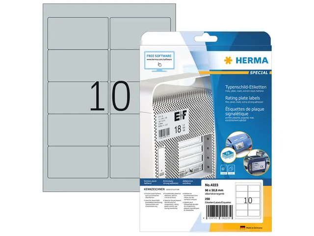Etiket Herma 4223 96x50.8mm Folie Zilver 250 stuks