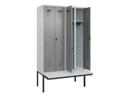 locker met bank,voor scheiding van kleding,HxBxD 2120x1200x815mm,4vak