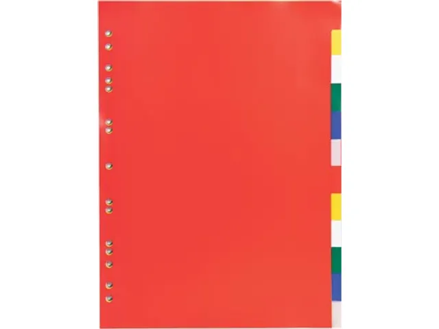 intercalaires pour ft A4, en PP 12/100e, 12 onglets, couleurs assortie