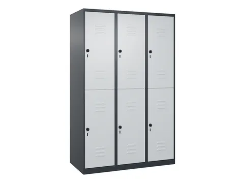 dubbeldekse locker,HxBxD 1850x1200x500mm,3x2vak.,vak B 400mm