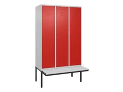 locker met bank,HxBxD 2120x1200x815mm,3vak,vak B 400mm,cil.-slot