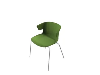 Bezoekersstoel Kunststof Kuip Groen Frame Met 4Poten Aluminium - 1