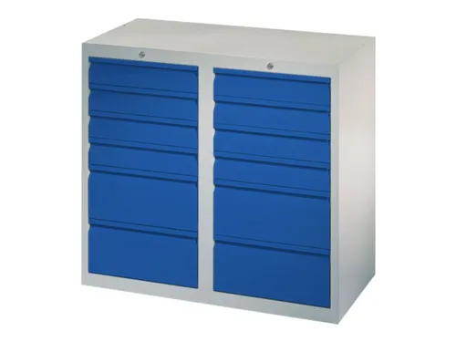 ladekast HxBxD 900x1000x500mm 12laden RAL7035 front RAL5010