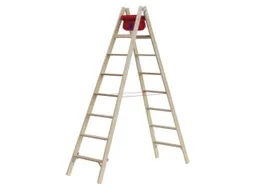 trapladder,beide zijden,2x8,treden,balk L 2,36m,hout