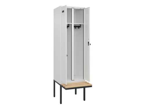 locker met bank,voor scheiding van kleding,HxBxD 2120x600x815mm,2vak