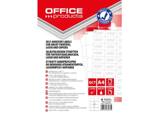 Office Products Etiket 105x74mm Wit Rechte Hoek 800 stuks