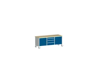 werkbank,verrijdbaar,HxBxD 840x2000x750mm,beukenblad,draagverm. 1200kg - 2